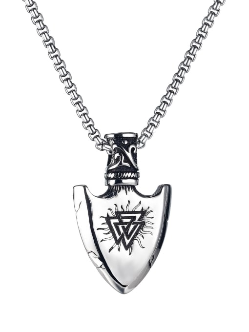 1895 single Pendant Titanium Steel  Vintage Shield Men's Pendant   Necklace