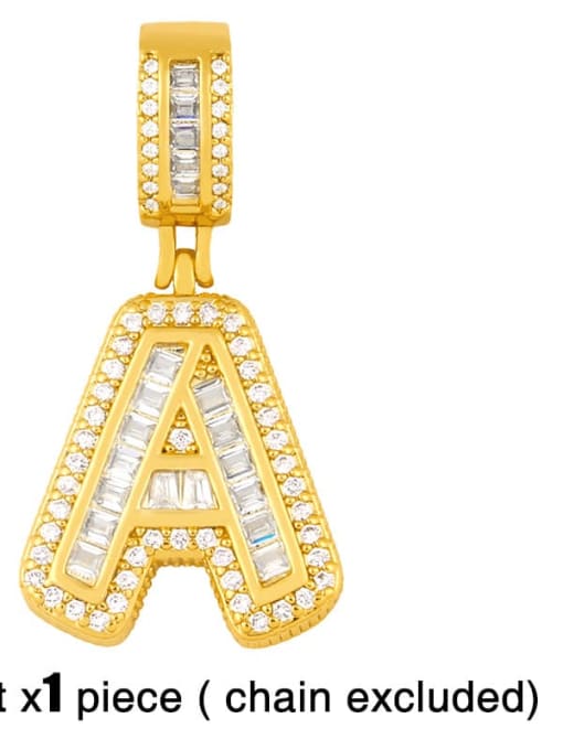 A (excluding chain) Brass Letter  Cubic Zirconia Vintage Pendant