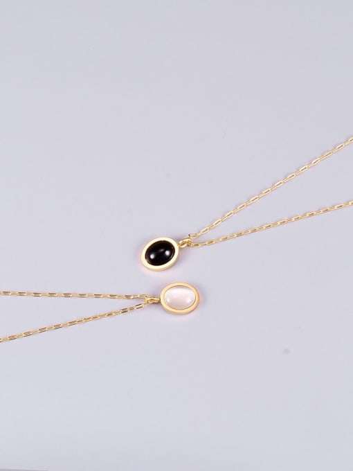A TEEM Titanium Carnelian Oval Minimalist pendant Necklace 2