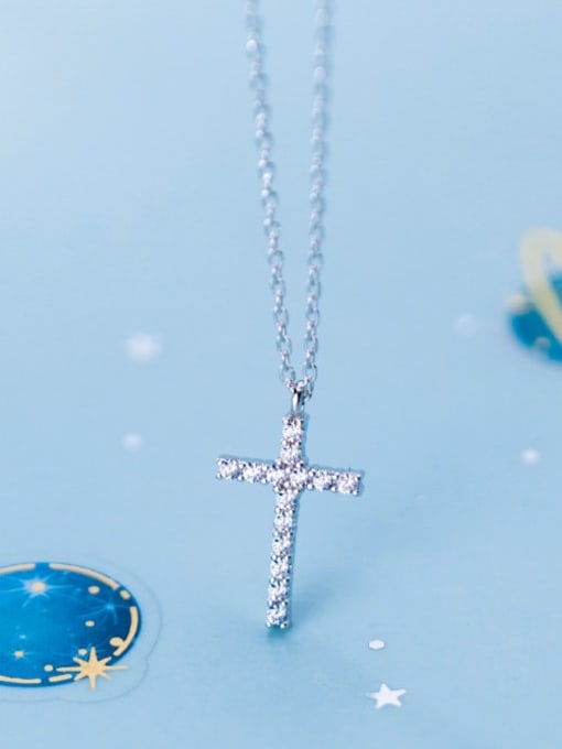 Rosh 925 Sterling Silver With Platinum Plated Fashion Cross Necklaces