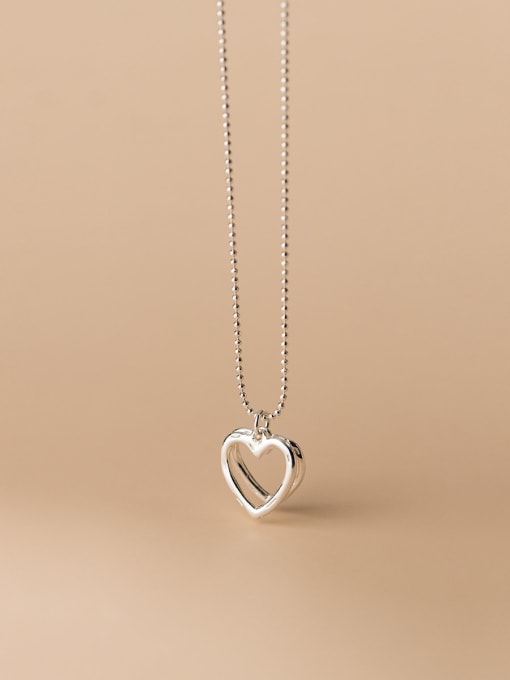 Rosh 925 Sterling Silver Hollow Heart Minimalist Necklace 2