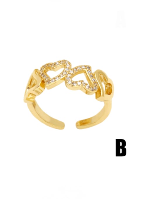 B Brass Cubic Zirconia Star Hip Hop Band Ring
