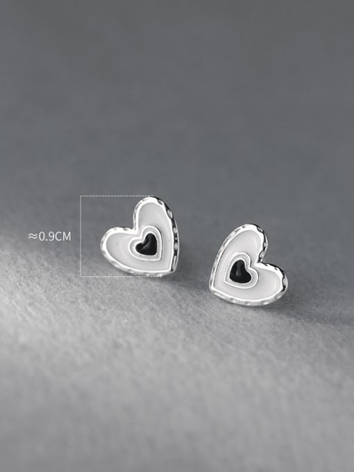 Rosh 925 Sterling Silver Enamel Heart Minimalist Stud Earring 4