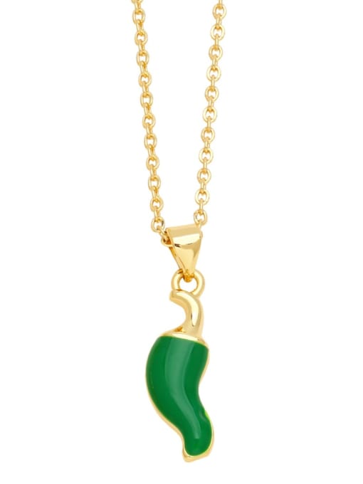 green Brass Enamel Irregular Minimalist Necklace