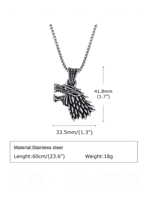 CONG Stainless steel Animal Hip Hop Wolf Head Pendant Necklace 3