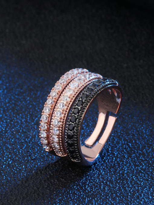 ROSS Brass Cubic Zirconia Geometric Luxury Stackable Ring 3