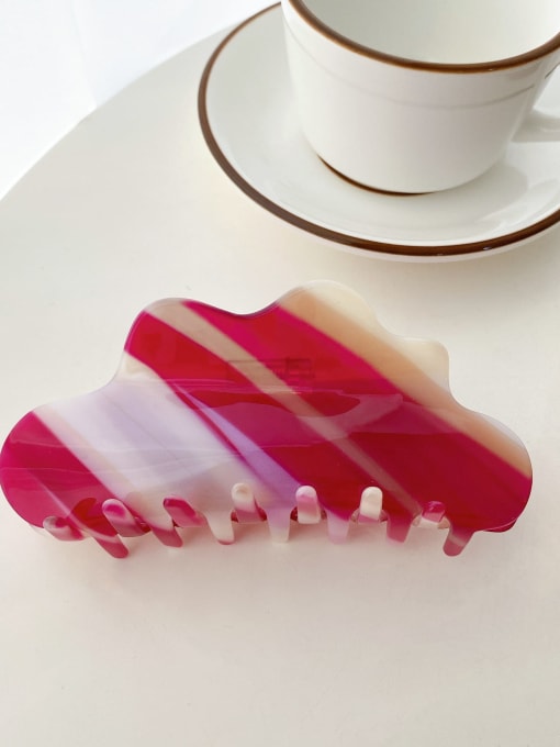 Gradient white red Alloy Cellulose Acetate Trend Geometric  Jaw Hair Claw