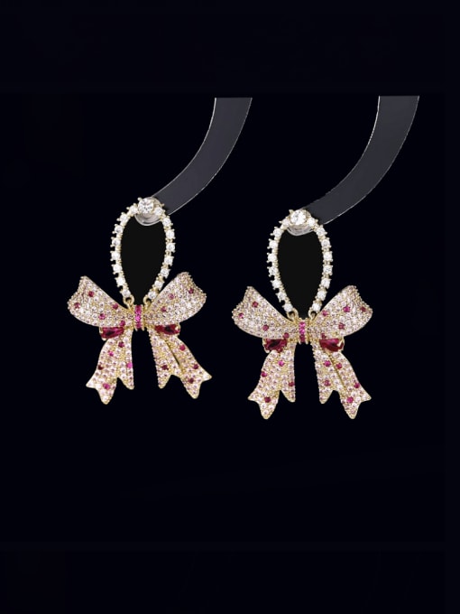 Luxu Brass Cubic Zirconia Bowknot Luxury Cluster Earring