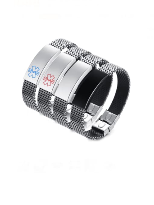 CONG Stainless steel Leather Geometric Hip Hop Bracelet
