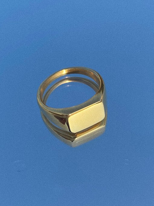 Square barefaced ring: No.68 Titanium Steel Geometric Vintage Band Ring