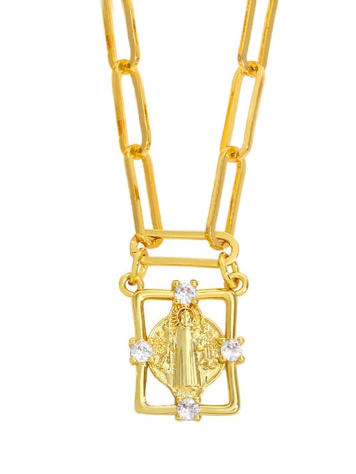 C Brass Cubic Zirconia Cross Vintage Necklace