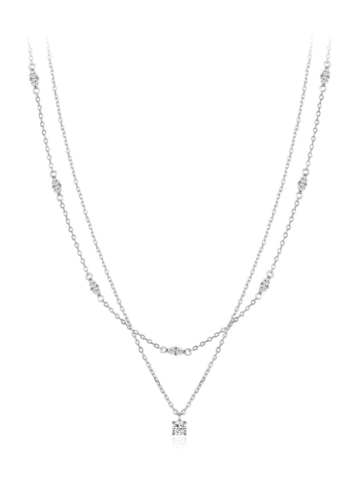 S925 sterling silver 925 Sterling Silver Moissanite Geometric Minimalist Multi Strand Necklace
