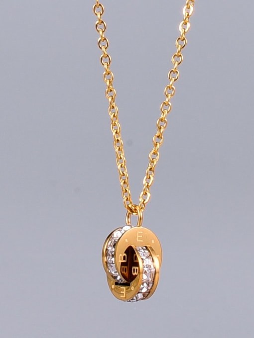 A TEEM Titanium Rhinestone Round Minimalist Necklace 4