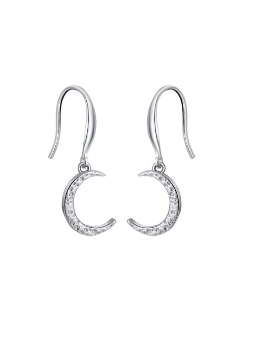 RINNTIN 925 Sterling Silver Moon Minimalist Hook Earring 4