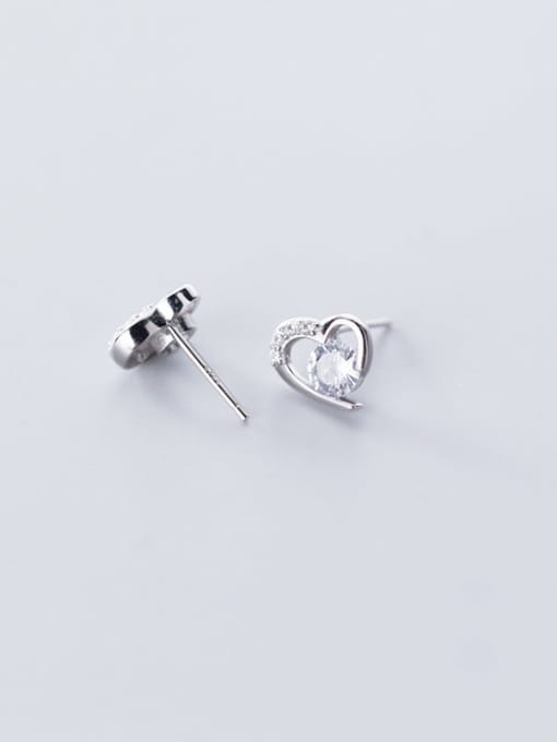 Rosh 925 Sterling Silver Cubic Zirconia Heart Minimalist Stud Earring 4