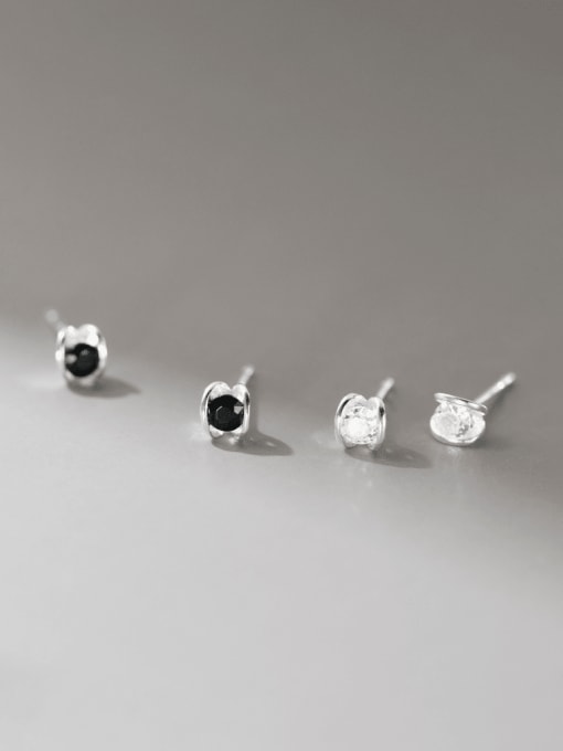 Rosh 925 Sterling Silver Cubic Zirconia Irregular Dainty Stud Earring 0