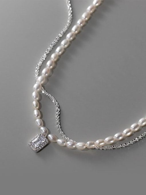 Rosh 925 Sterling Silver Freshwater Pearl Irregular Minimalist Multi Strand Necklace 1