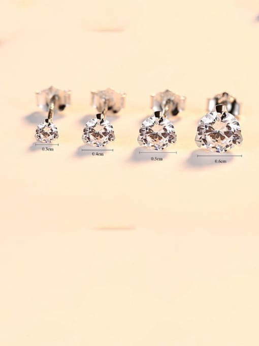 CCUI 925 Sterling Silver Cubic Zirconia White Round Minimalist Stud Earring 2