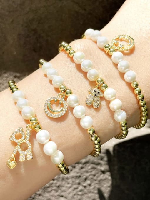 CC Brass Imitation Pearl Smiley Vintage Beaded Bracelet 4