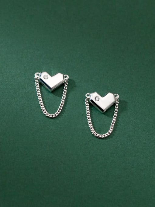 Rosh 925 Sterling Silver Heart Minimalist Threader Earring 3
