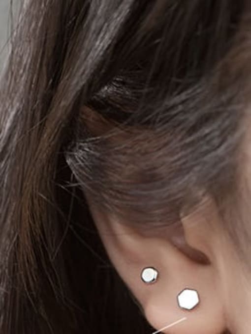 Silver 5mm 925 Sterling Silver Geometric Minimalist Stud Earring