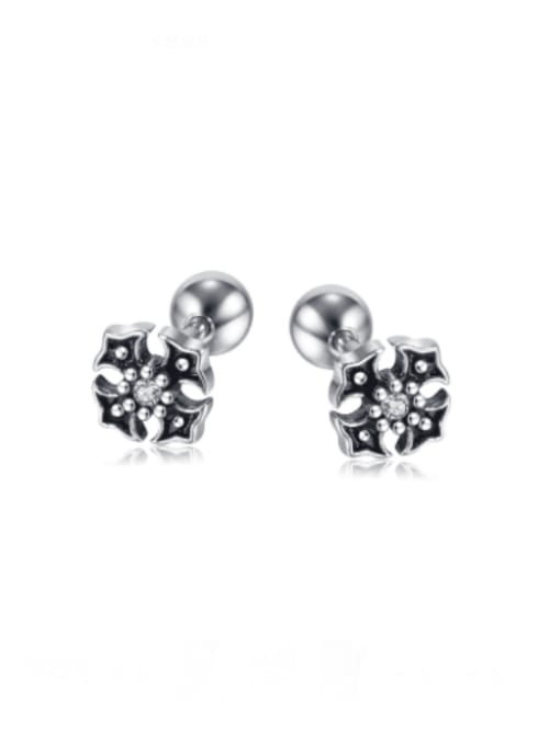 750 steel ear nails Stainless steel Flower Vintage Stud Earring
