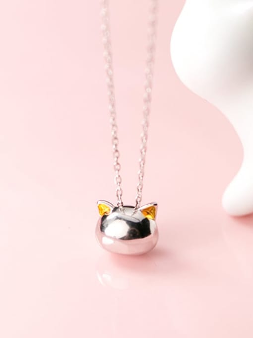 Rosh 925 Sterling Silver Cute hollow cat pendant Necklace 0