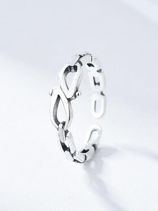 Symmetrical retro ring 925 Sterling Silver  Vintage symmetry Chain Band Ring