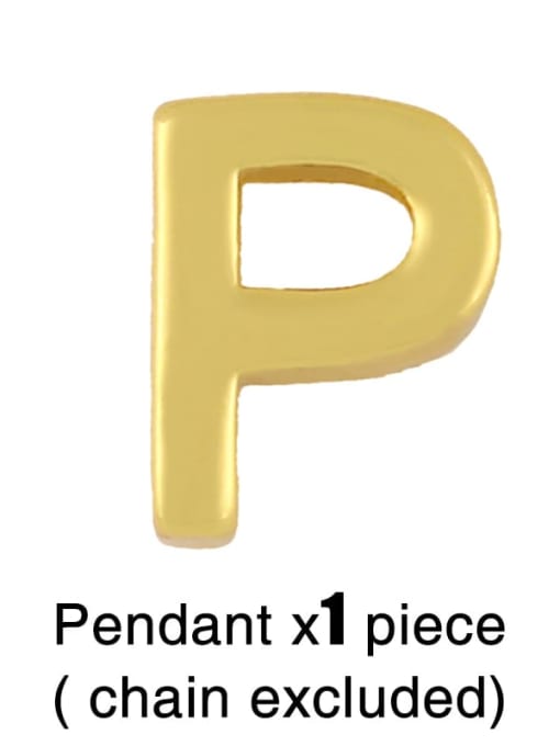 P(Without Chain) Brass Smooth Minimalist Letter Pendant