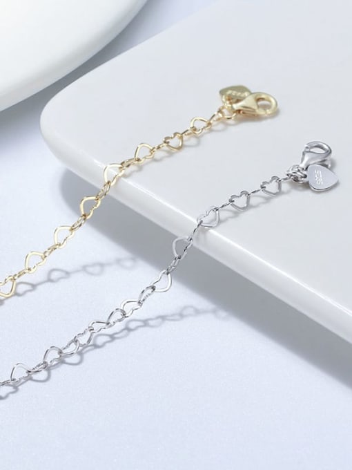 RINNTIN 925 Sterling Silver Minimalist  Hollow Heart Chain Anklet 2