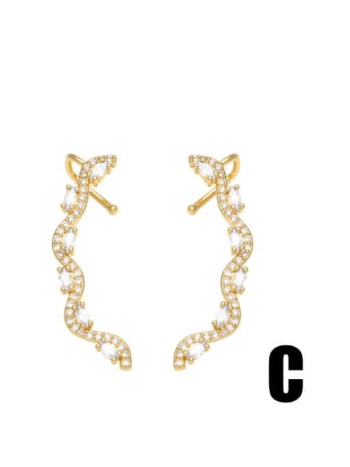 C Brass Cubic Zirconia Geometric Vintage Drop Earring