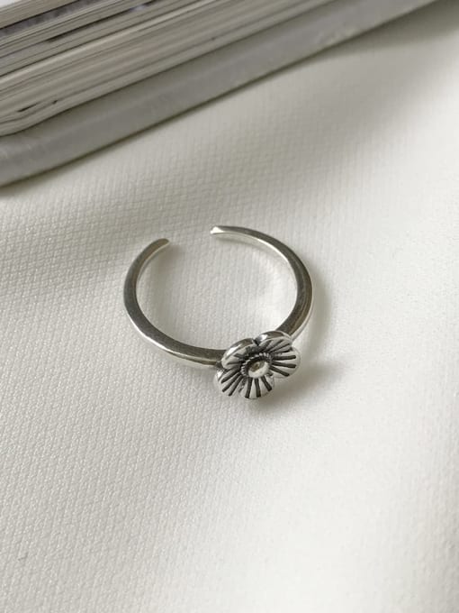 Boomer Cat 925 Sterling Silver Flower Vintage Band Ring 0