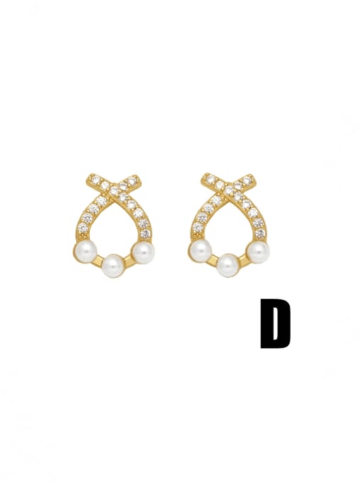 CC Brass Imitation Pearl Water Drop Vintage Stud Earring 3