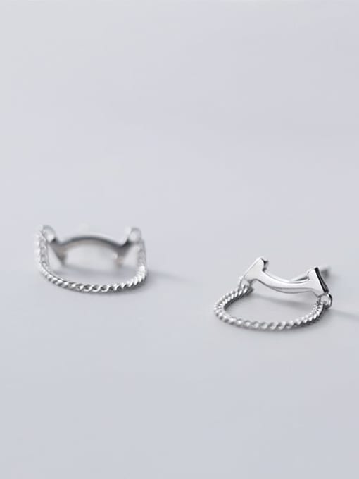 Rosh 925 Sterling Silver Geometric Minimalist chain Stud Earring 1