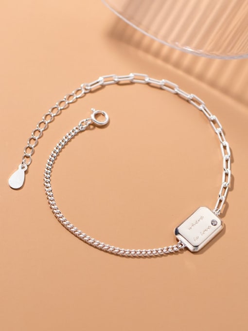 Rosh 925 Sterling Silver Geometric Minimalist Link Bracelet