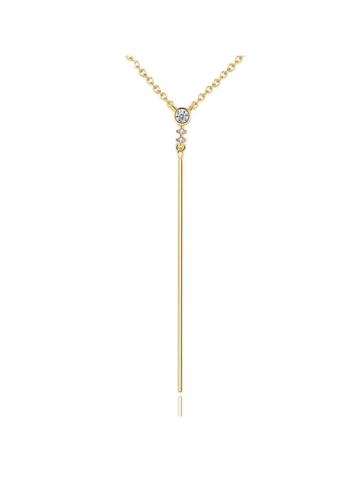 CCUI 925 Sterling Silver Cubic Zirconia  Smooth Tassel Minimalist Lariat Necklace 0