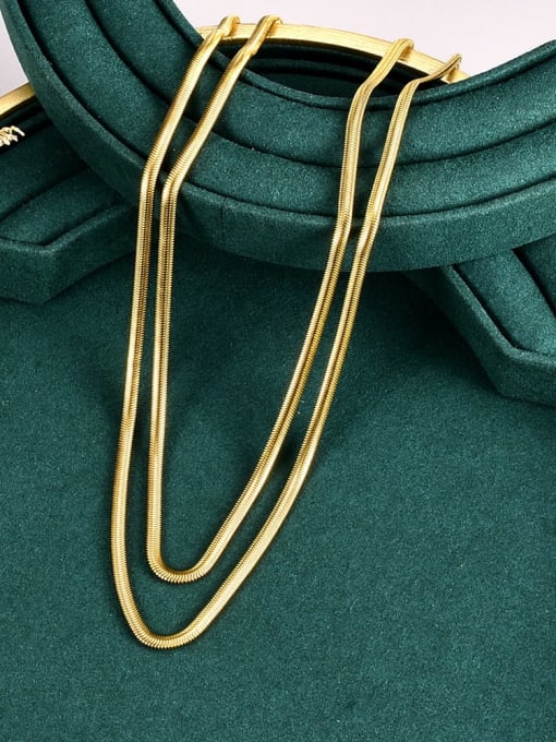 A TEEM Titanium Steel Snake bone chain Minimalist Multi Strand Necklace 2
