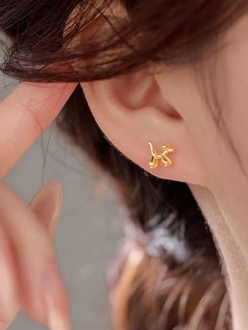 BeiFei Minimalism Silver 925 Sterling Silver Dog Minimalist Stud Earring 1