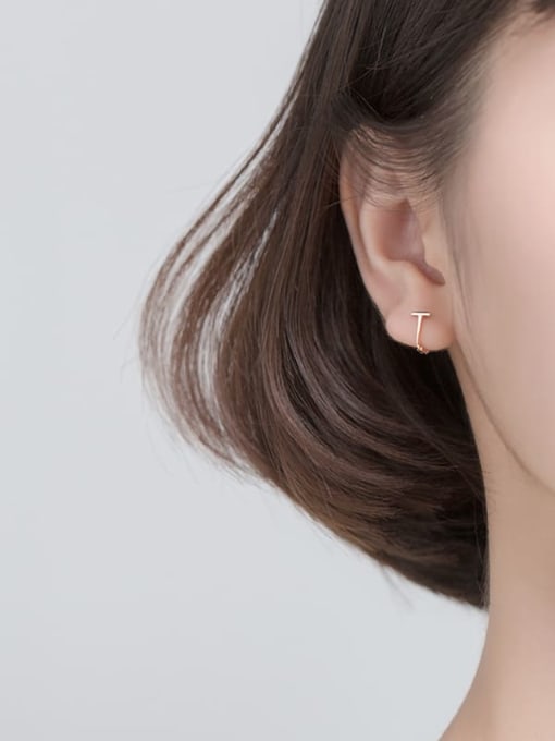Rosh 925 Sterling Silver  minimalist U-shaped study Earring 1