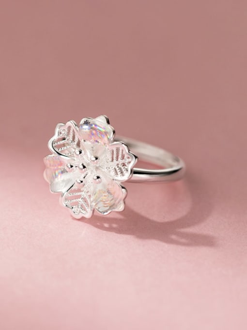 Rosh 925 Sterling Silver Flower Trend Band Ring 2