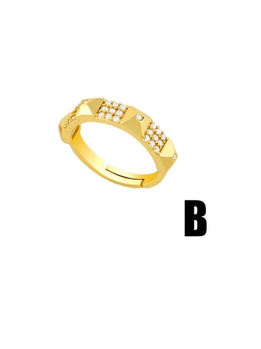 CC Brass Cubic Zirconia Geometric Vintage Band Ring 3