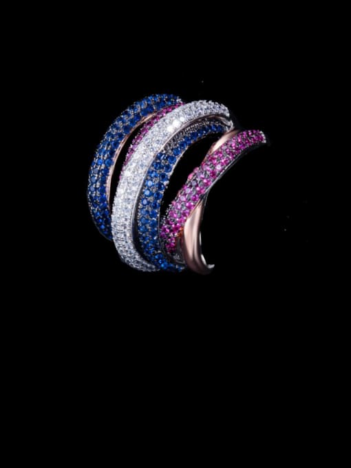 L.WIN Brass Cubic Zirconia Geometric Luxury Stackable Ring 4