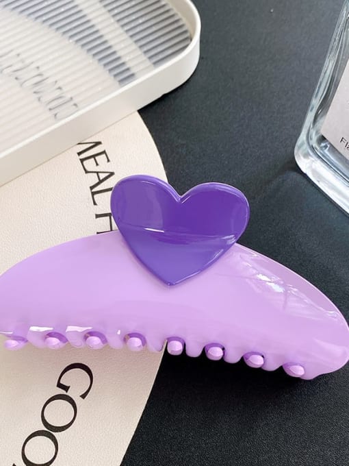 Purple 13cm Alloy Resin  Enamel Trend Heart  Multi Color Jaw Hair Claw