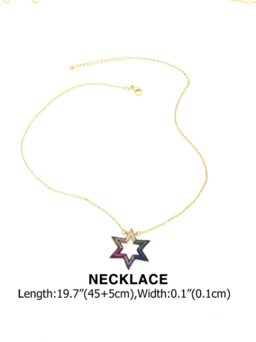 Necklace Brass Cubic Zirconia Vintage Pentagram Bracelet and Necklace Set