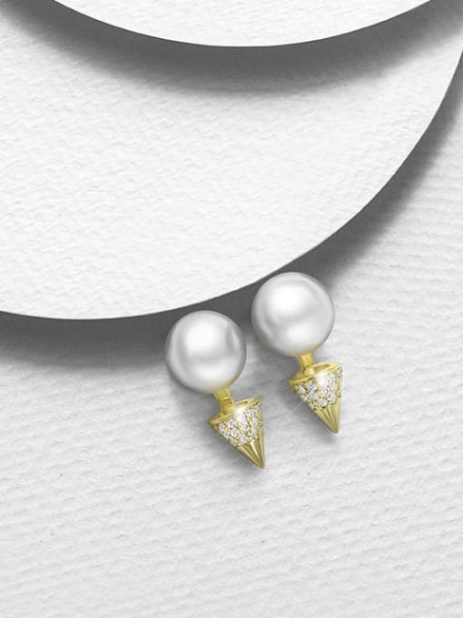 XP Alloy Imitation Pearl Triangle Dainty Stud Earring 2
