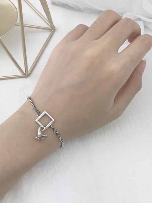 SHUI Vintage Sterling Silver With Antique Silver Plated Vintage Hollow Geometry Bracelets 2