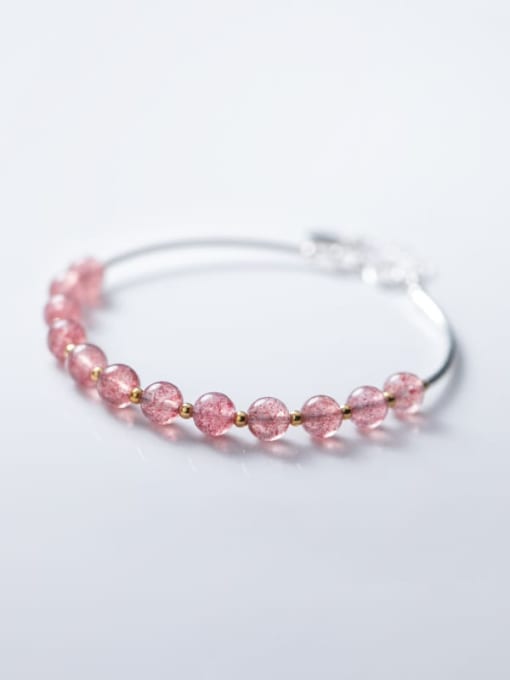 Rosh 925 sterling silver Simple strawberry crystal  bracelet 0