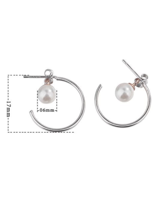HAHN 925 Sterling Silver Imitation Pearl Geometric Minimalist Hoop Earring 3