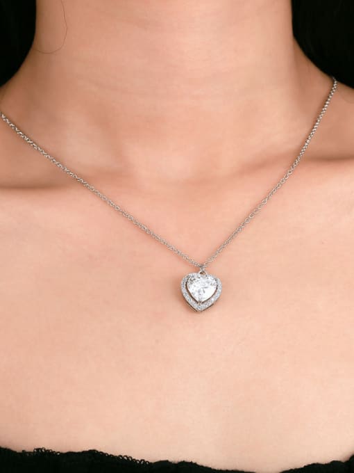 CHARME Brass Cubic Zirconia Heart Luxury Necklace 1