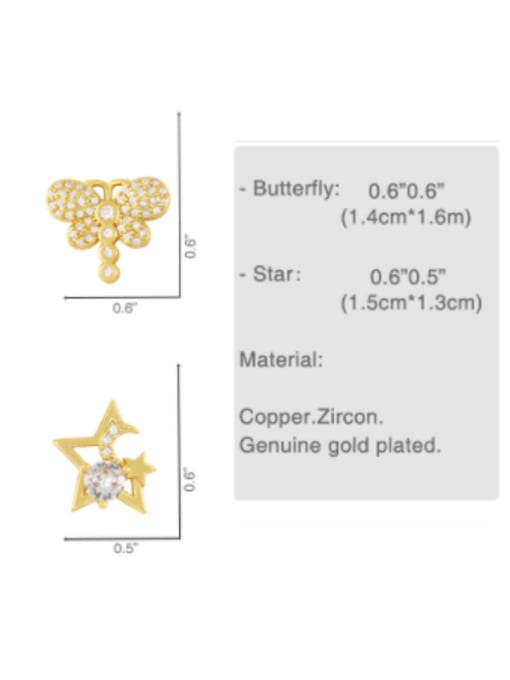 CC Brass Cubic Zirconia Star Hip Hop  dragonfly Stud Earring 4
